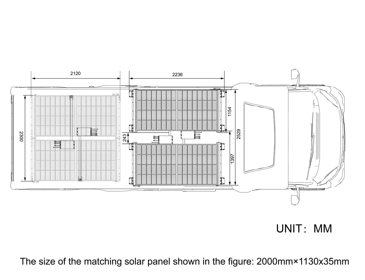 SUMYOK Electric RV Solar SlideRack System E-SlideR1150 | For 300W–600W Solar Panels